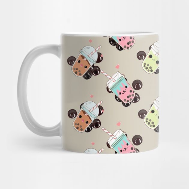 Cute Boba Bubble Tea  Pattern Design Merch by Bubbly Tea